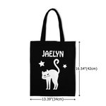 Personalized Glow-In-The-Dark Bat Cat Pumpkin Spider Canvas Candy Bag with Name Reusable Accessories Halloween Gift for Kids Family Friends