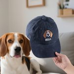 Personalized Embroidered 1-3 Pet Photos 100% Cotton Baseball Cap with Name Birthday Holiday Gift for Dog Dad Mom Pet Lover