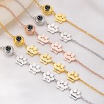 Braccialetto personalizzato con stampa a zampa e proiezione di foto con 1-5 nomi Gioielli raffinati Regalo di compleanno per il giorno dell'animale domestico per le donne che amano gli animali domesti