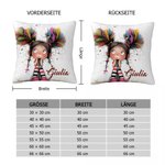 Personalisierter Weicher Kissenbezug mit Niedlichem Lustigem Cartoon Mädchen Namen Haus Deko Geburtstagsgeschenk für Mädchen Damen