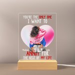 Lámpara de noche LED personalizada You're the Only One con nombres Base de madera Regalo de aniversario San Valentín para pareja