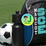 Personnalisé 3D Soccer Cartoon Character Acrylic Bag Tag with Name and Initial Back to School Birthday Gift for Boys Girls