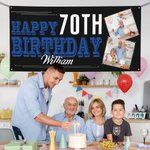 Personalized Multicolor Happy Birthday Banner with 2 Photos and Name Home Decor Birthday Gift for Friends Family