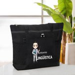 Bolso tote personalizado con nombre personaje de dibujos animados y bolsillo de malla regalo de agradecimiento y la vuelta al cole para profesores