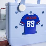 Personalized Football Jersey Bag Charm Button with Name and Number Accessory for Bogg Game Team Birthday Gift for Sports Lovers