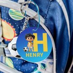 Personnalisé 3D Soccer Cartoon Character Acrylic Bag Tag with Name and Initial Back to School Birthday Gift for Boys Girls