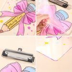 Personalised Star Pencil Pink Bow Acrylic Clipboard with Text School Supplies Back to School Appreciation Gift for Teachers