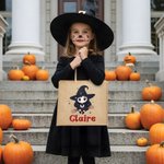 Sac à main en toile de jute avec nom pour la fête d'Halloween Cadeau pour les filles et les femmes