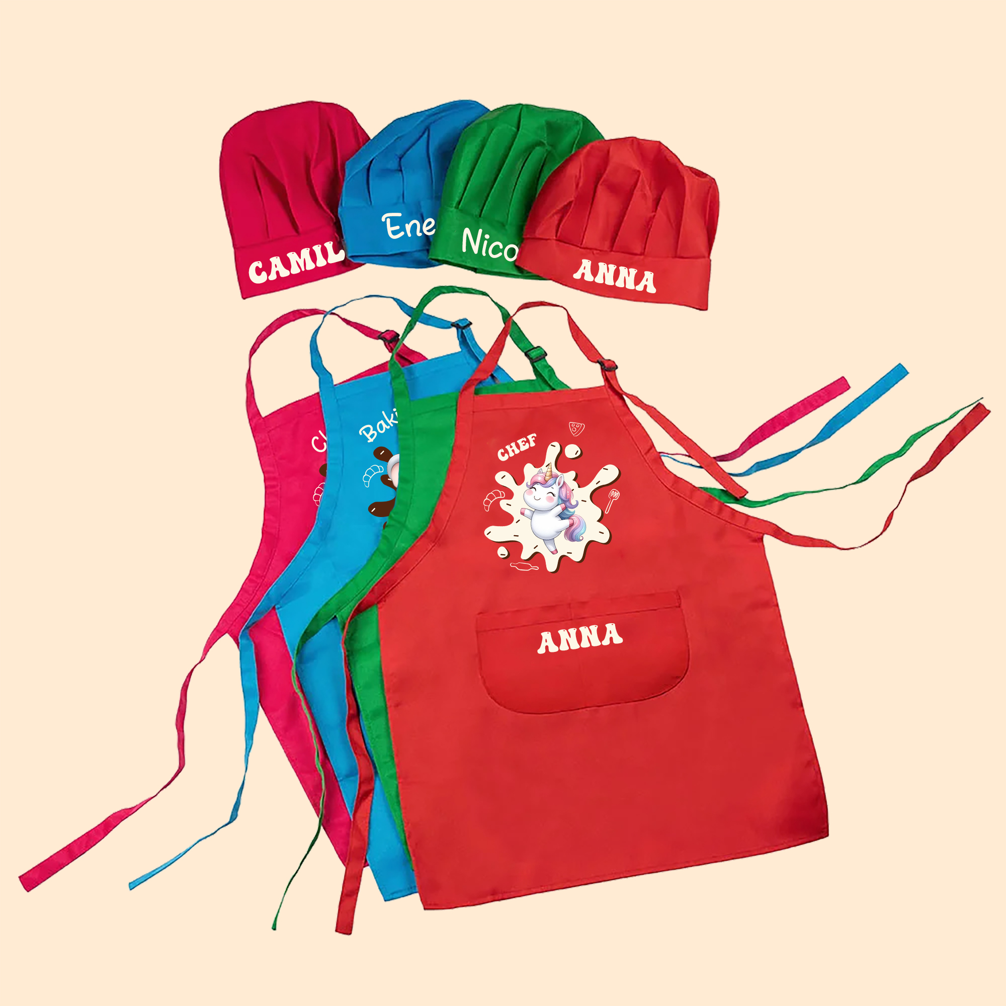 Grembiule per bambini e cappello da cucina personalizzabili