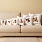 Personalisierter Weicher Kissenbezug mit Schlafendem Tier Kaninchen Bär Namen Datum und Text Haus Deko Weihnachts- und Geburtstagsgeschenk für Kinder