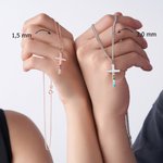 Personalisierte Minimalistische Halskette Schmuck mit Kreuzanhänger Geburtssteine Taufe Religion Geburtstag Geschenk für Christen Herren Damen