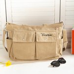 Borsa personalizzata in velluto a coste con nome ricamato e tasche multiple accessori da viaggio regalo di compleanno per amici e famiglia