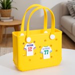 Personalized Football Jersey Bag Charm Button with Name and Number Accessory for Bogg Game Team Birthday Gift for Sports Lovers