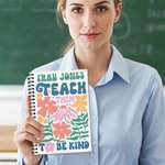 Personalisiertes Liniertes A5-Notizbuch im Boho-Aquarell-Design mit Spiralbindung und 120 Seiten Dankeschön Schulanfang Geschenk für Lehrkräfte