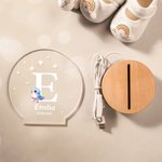 Luce notturna LED personalizzata con nome e animali carini base in legno decor per la casa regalo di compleanno per bambini