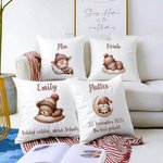 Personalisierter Weicher Kissenbezug mit Schlafendem Tier Kaninchen Bär Namen Datum und Text Haus Deko Weihnachts- und Geburtstagsgeschenk für Kinder