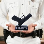 Personalized 3D Printed Pistol Card Holder Plaque with Name Office Desk Decor Appreciation Birthday Gift for Police Veterans Gun Lovers