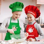 Grembiule personalizzato per bambini con nome cappello da chef regolabile e disegno animale carino regalo ideale per compleanni e attività creative