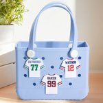 Personalized Football Jersey Bag Charm Button with Name and Number Accessory for Bogg Game Team Birthday Gift for Sports Lovers