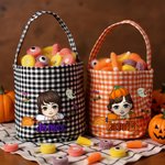 Personalizada de dibujos animados de Halloween Caramelo cesta con el nombre de la fiesta Favor Halloween Regalo para Niños Niñas