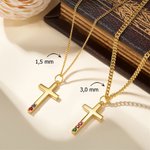 Personalisierte Minimalistische Halskette Schmuck mit Kreuzanhänger Geburtssteine Taufe Religion Geburtstag Geschenk für Christen Herren Damen
