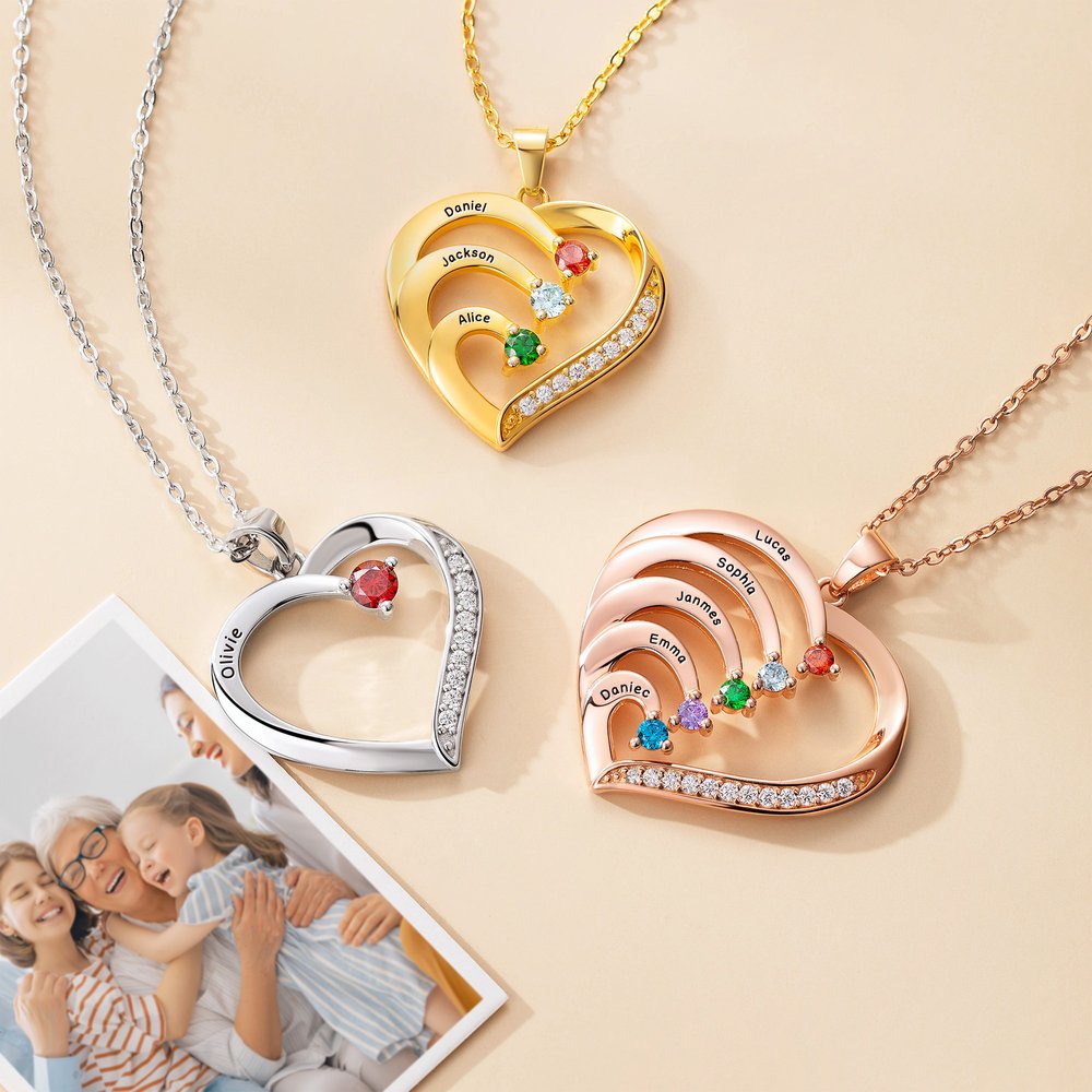 Heart Necklace Personalized Mothers Day Necklace Floral Message To