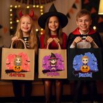 Personalized Halloween Bat Cartoon Character Large Capacity Tote Bag with Name Halloween Party Gift for Kids
