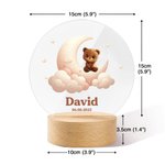 Personalized Moon Stars Cute Animals LED Night Light with Name and Wooden Base Nursery Decor Birthday Gift for Kids Pet Lovers
