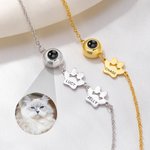 Braccialetto personalizzato con stampa a zampa e proiezione di foto con 1-5 nomi Gioielli raffinati Regalo di compleanno per il giorno dell'animale domestico per le donne che amano gli animali domesti