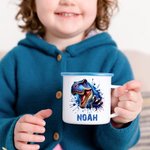 Design Your Favorite Dinosaur and Make Every Sip Special - Personalised 12 oz Name Enamel Mug