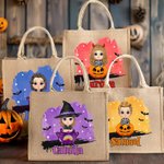 Personalized Halloween Bat Cartoon Character Large Capacity Tote Bag with Name Halloween Party Gift for Kids