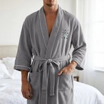 Accappatoio personalizzato con manica a tre quarti, con data ricamata, per luna di miele, anniversario e compleanno per una coppia.