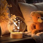 Luce notturna LED personalizzata con nome e animali carini base in legno decor per la casa regalo di compleanno per bambini