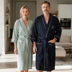 Accappatoio personalizzato con manica a tre quarti, con data ricamata, per luna di miele, anniversario e compleanno per una coppia.