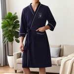 Accappatoio personalizzato con manica a tre quarti, con data ricamata, per luna di miele, anniversario e compleanno per una coppia.