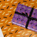 Gepersonaliseerd Halloween Thema Inpakpapier met Naam Verjaardag Halloween DIY Craft Verpakking Cadeau Decoratie voor Familie Vrienden