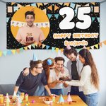 Personalised Flags Ribbons Photo Birthday Banner with Age and Name Party Decor Birthday Gift for Friends Family