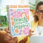 Personalisiertes Liniertes A5-Notizbuch im Boho-Aquarell-Design mit Spiralbindung und 120 Seiten Dankeschön Schulanfang Geschenk für Lehrkräfte