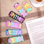 Personalised Flower Heart Bright Colored Letter Magnet Bookmark Clip with Name Birthday Back to School Gift for Bookworms