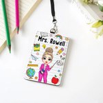 Porte carte d'identité en cuir PU avec lanière et texte Cadeau d'appréciation de la journée de l'enseignant pour l'enseignant