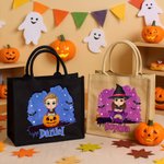Personalized Halloween Bat Cartoon Character Large Capacity Tote Bag with Name Halloween Party Gift for Kids