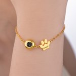 Braccialetto personalizzato con stampa a zampa e proiezione di foto con 1-5 nomi Gioielli raffinati Regalo di compleanno per il giorno dell'animale domestico per le donne che amano gli animali domesti