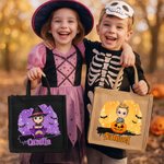 Personalized Halloween Bat Cartoon Character Large Capacity Tote Bag with Name Halloween Party Gift for Kids