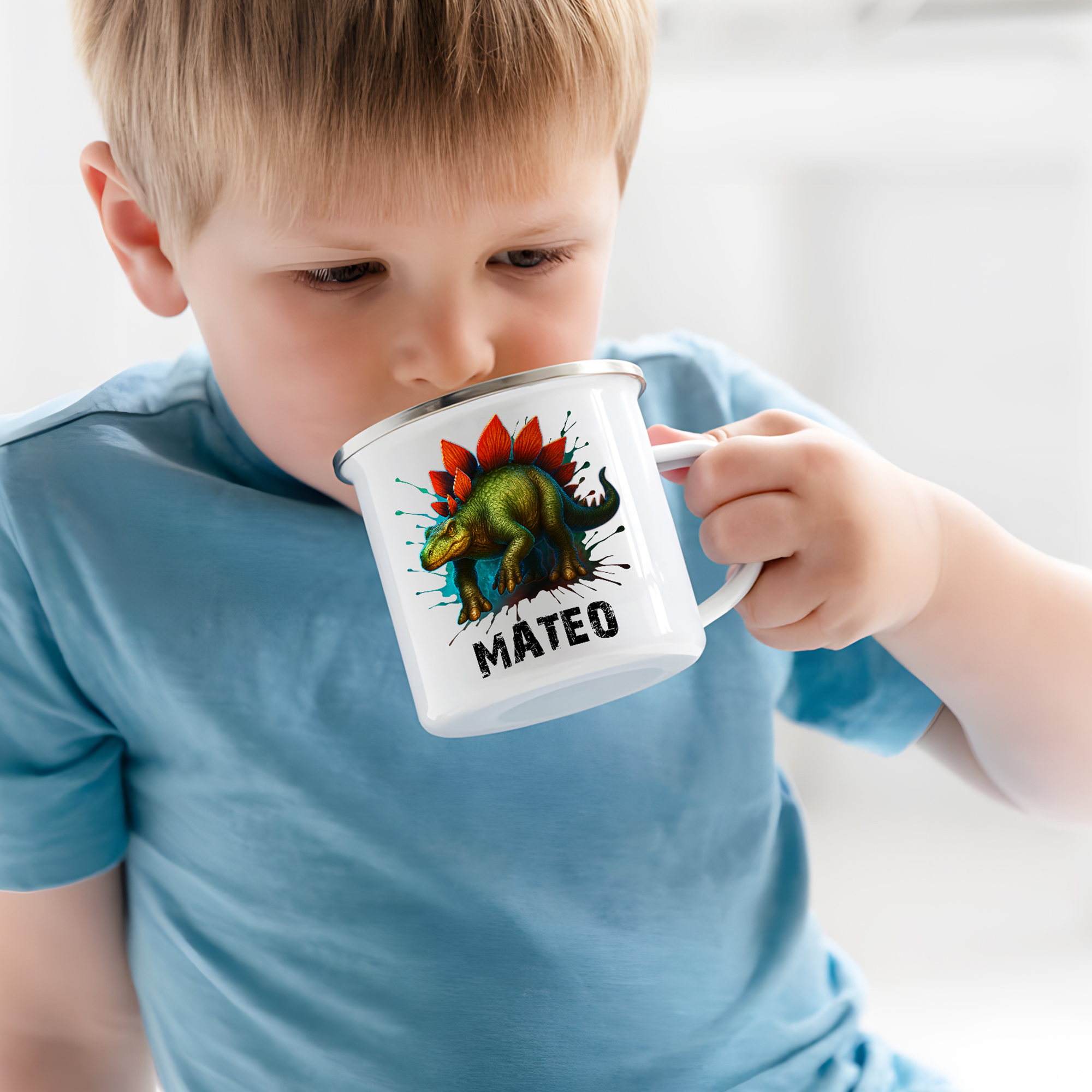 Discover Design Your Favorite Dinosaur and Make Every Sip Special - Personalised 12 oz Name Enamel Mug