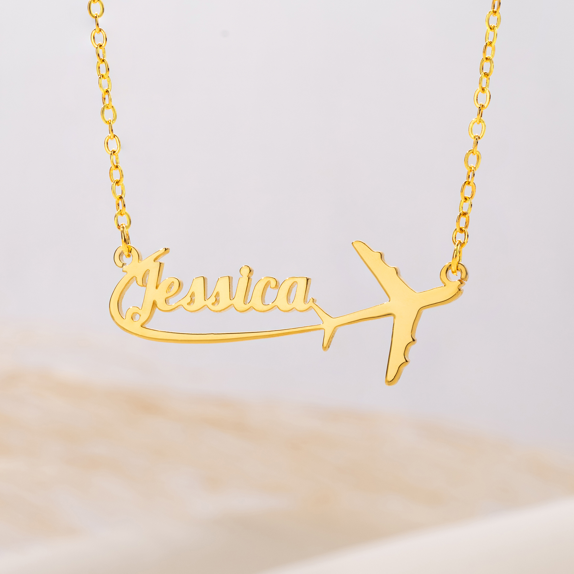 Collier en Argent Personnalisé avec Nom Bijoux à Design d'Avion Cadeau Anniversaire pour Amoureux de Voyage Commandant de Bord