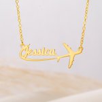 Gepersonaliseerde vliegtuig Sterling zilveren naam vrouwen ketting sierlijke sieraden verjaardag verjaardagscadeau voor Travel Lovers piloten stewardessen