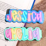 Personalised Flower Heart Bright Colored Letter Magnet Bookmark Clip with Name Birthday Back to School Gift for Bookworms