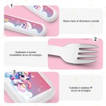 Set di posate personalizzate con nome e iniziali design dell'unicorno forchetta cucchiaio e coltello regalo di compleanno per bambini