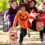 Personalizada de dibujos animados de Halloween Caramelo cesta con el nombre de la fiesta Favor Halloween Regalo para Niños Niñas