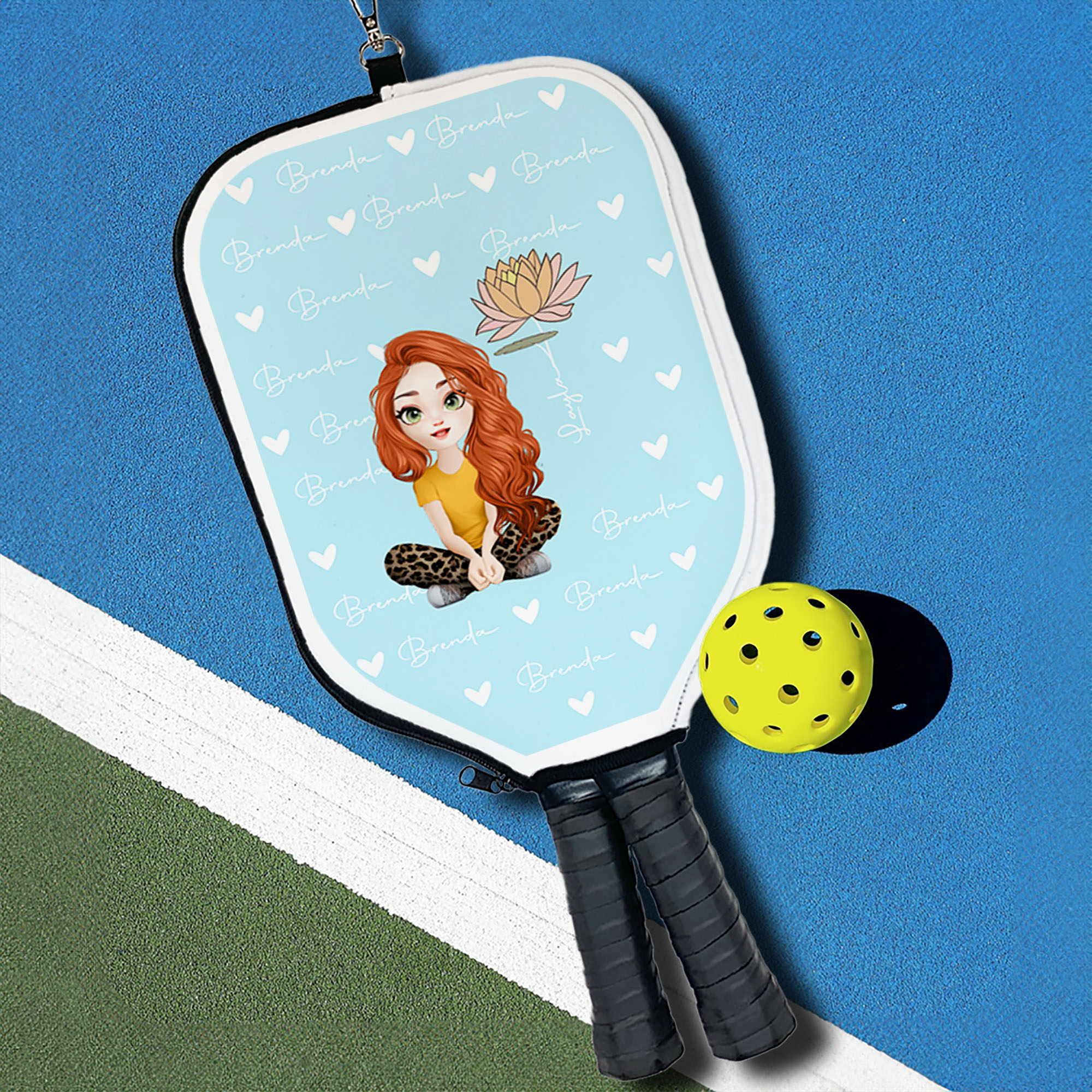 Housse de protection pour raquette de Pickleball personnalisée avec nom et clip d'accrochage Cadeau d'anniversaire pour les amateurs de Pickleball
